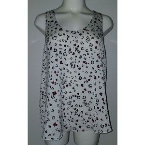 Lumiere Tank Top Size Medium Partly Open Ruffle Back Ivory Black Red Sheer Lined